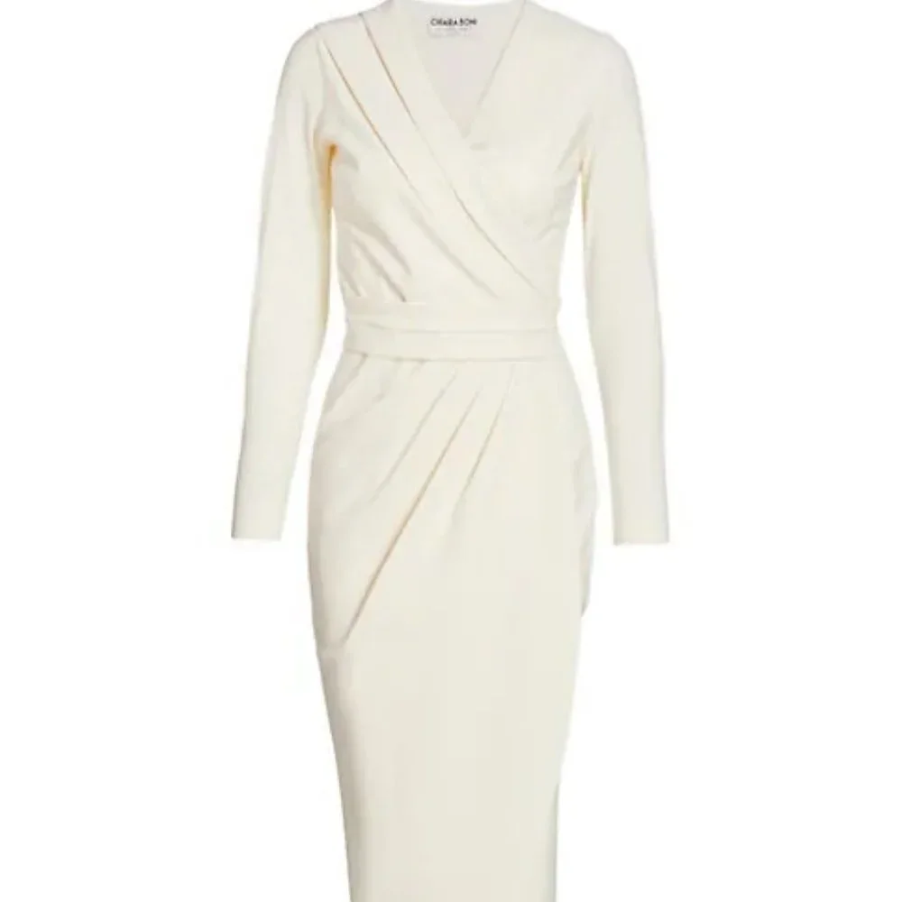 NWT$750 Chiara Boni La Petite Robe Jodene Pleated Wrap Midi Dress 46 10 - Picture 2 of 14